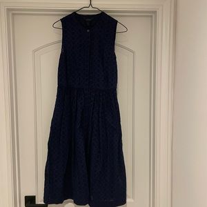 J Crew Navy Eyelet MIDI Dress, Size 4